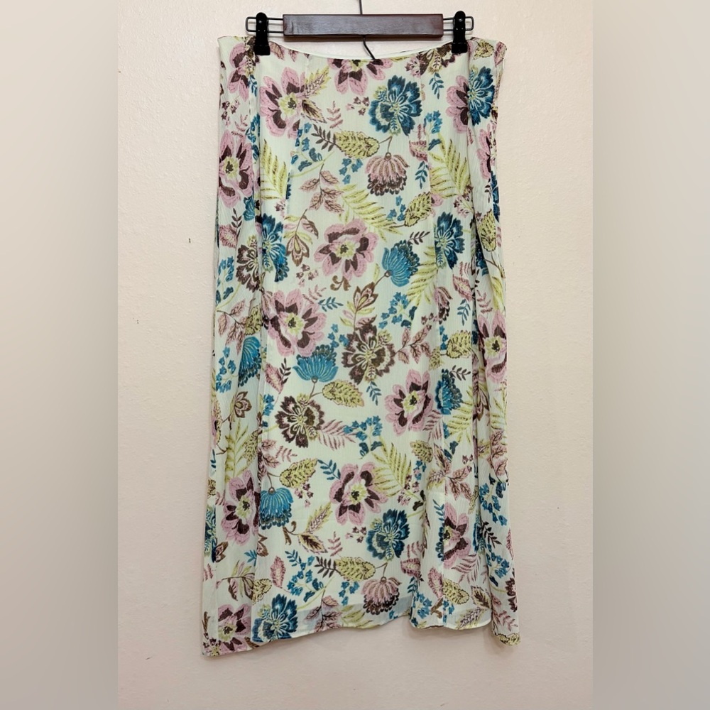 LOFT Petite Garden Chiffon Paneled Midi Skirt - Picture 3 of 5